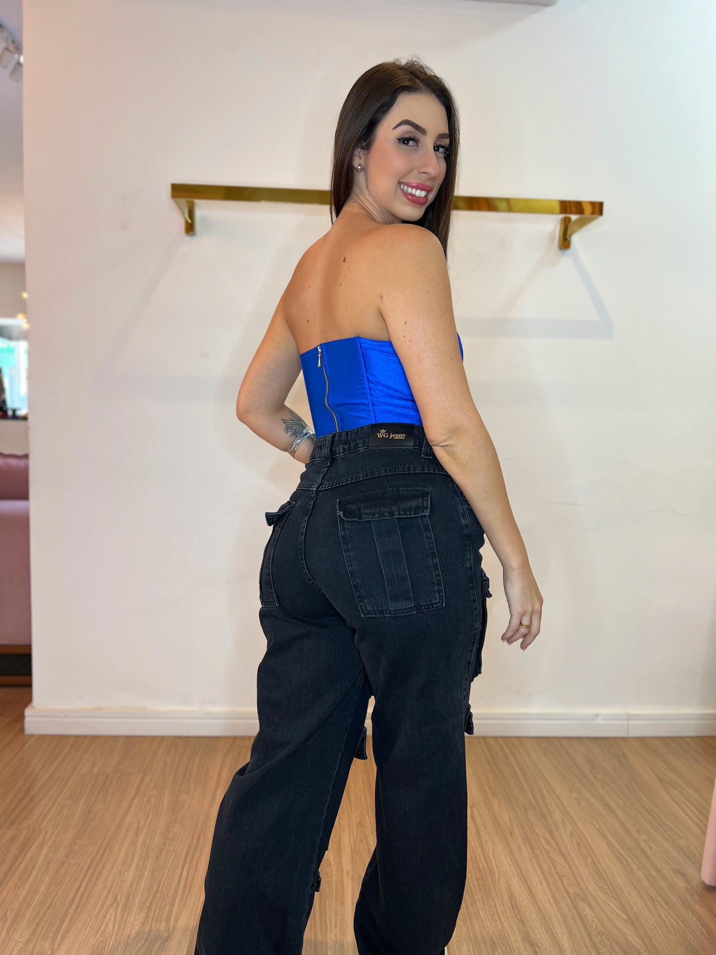 Cropped corset acetinado