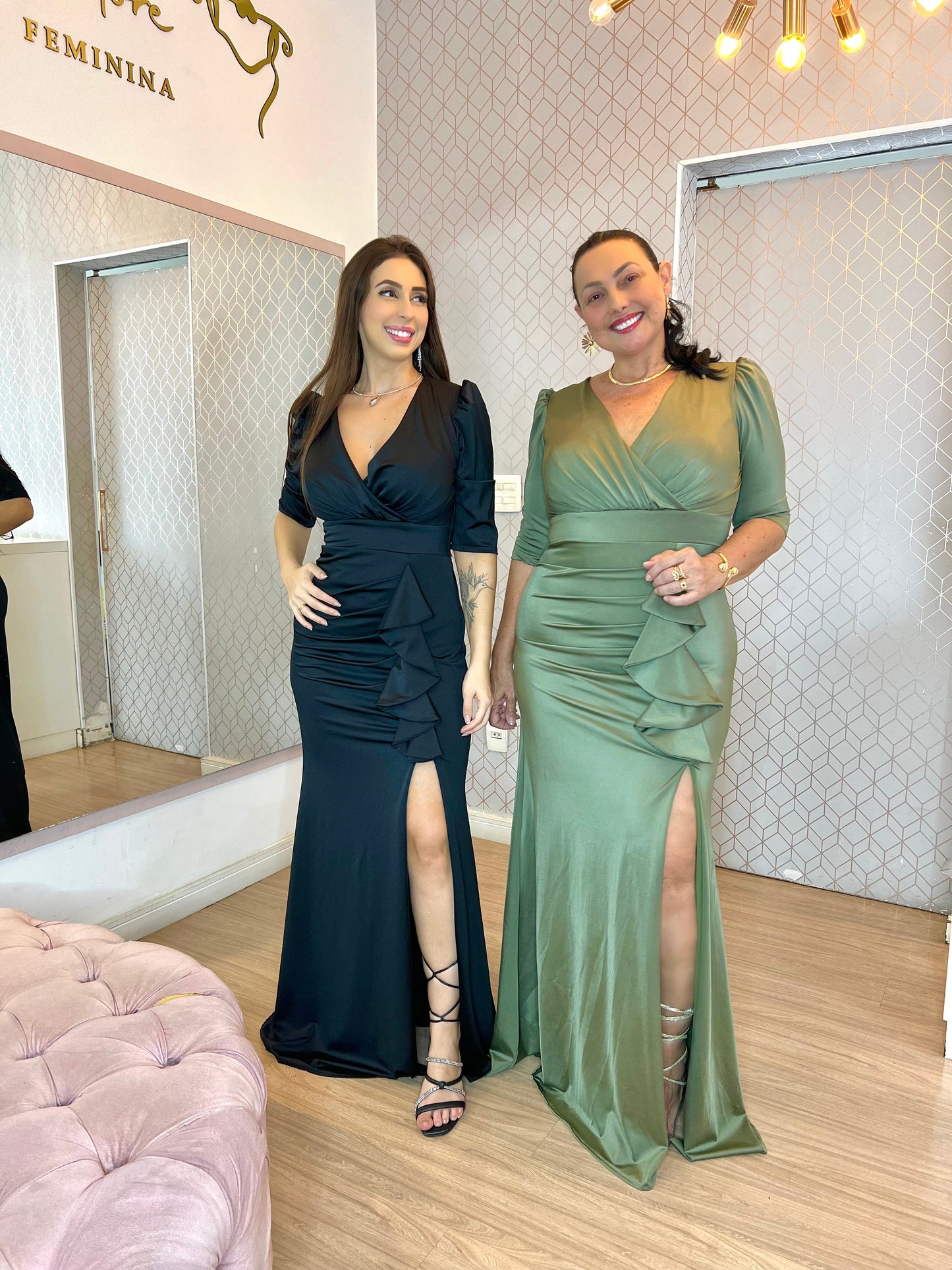 Vestido longo festa acetinado