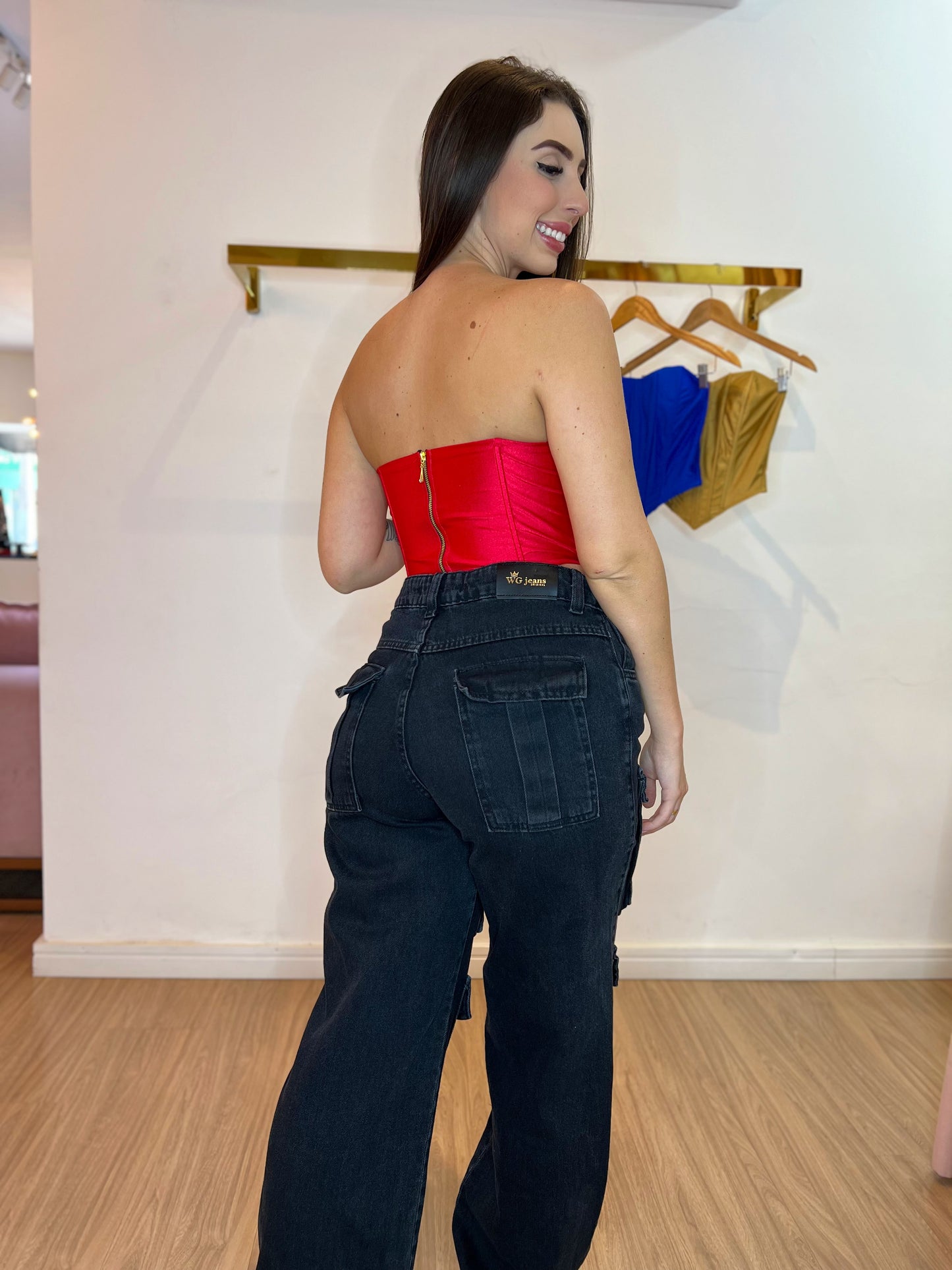 Cropped corset acetinado