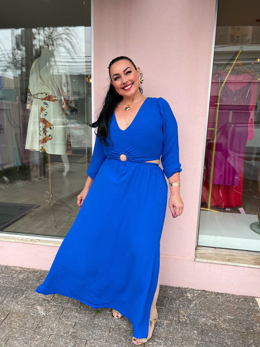 Vestido longo azul