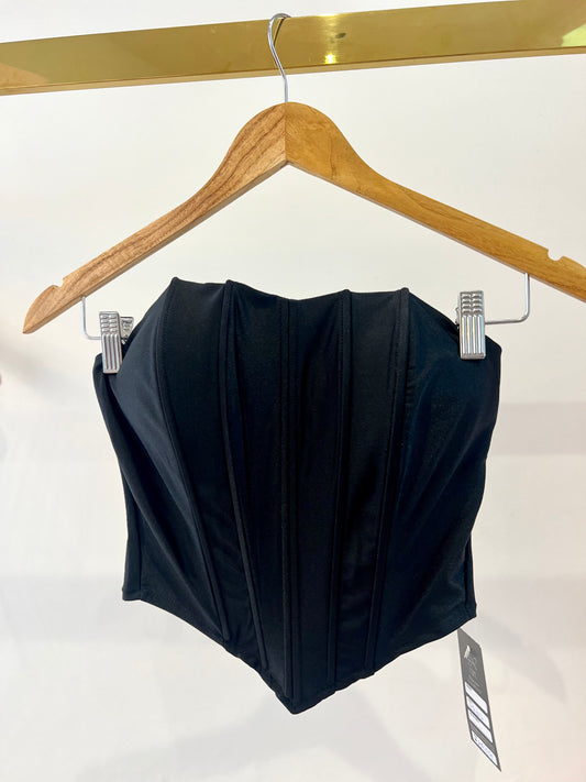 Cropped corset acetinado