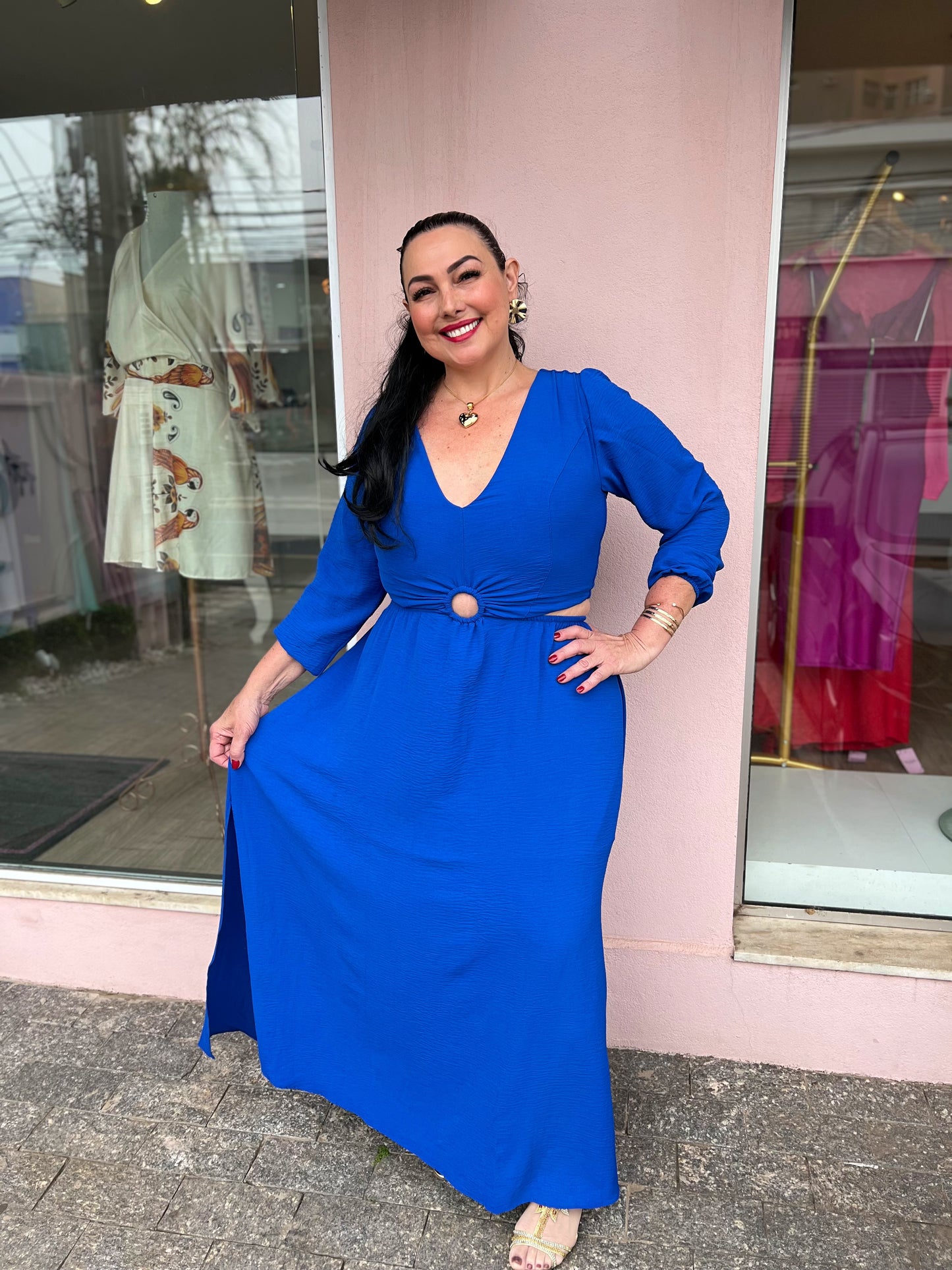 Vestido longo azul
