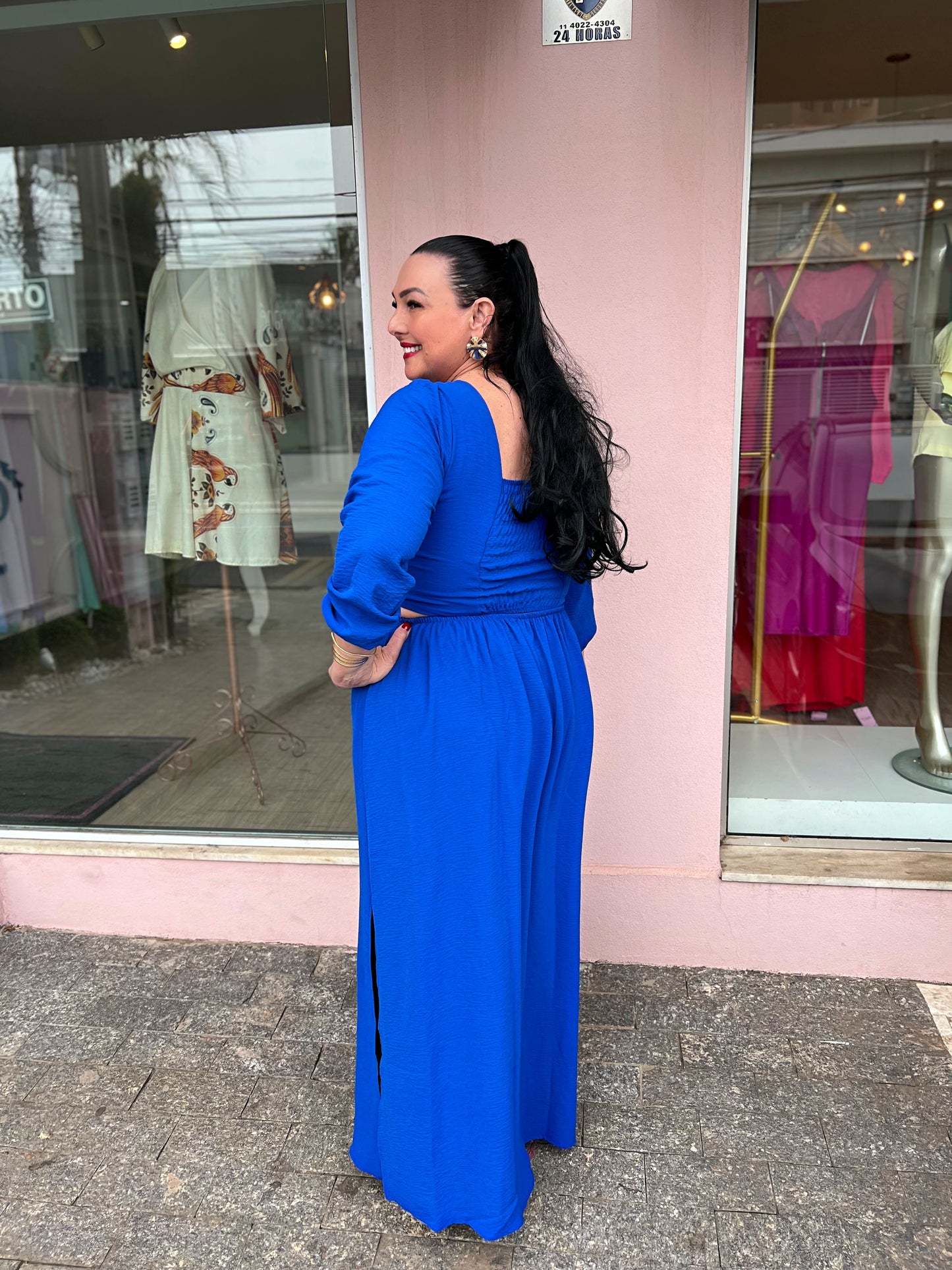 Vestido longo azul