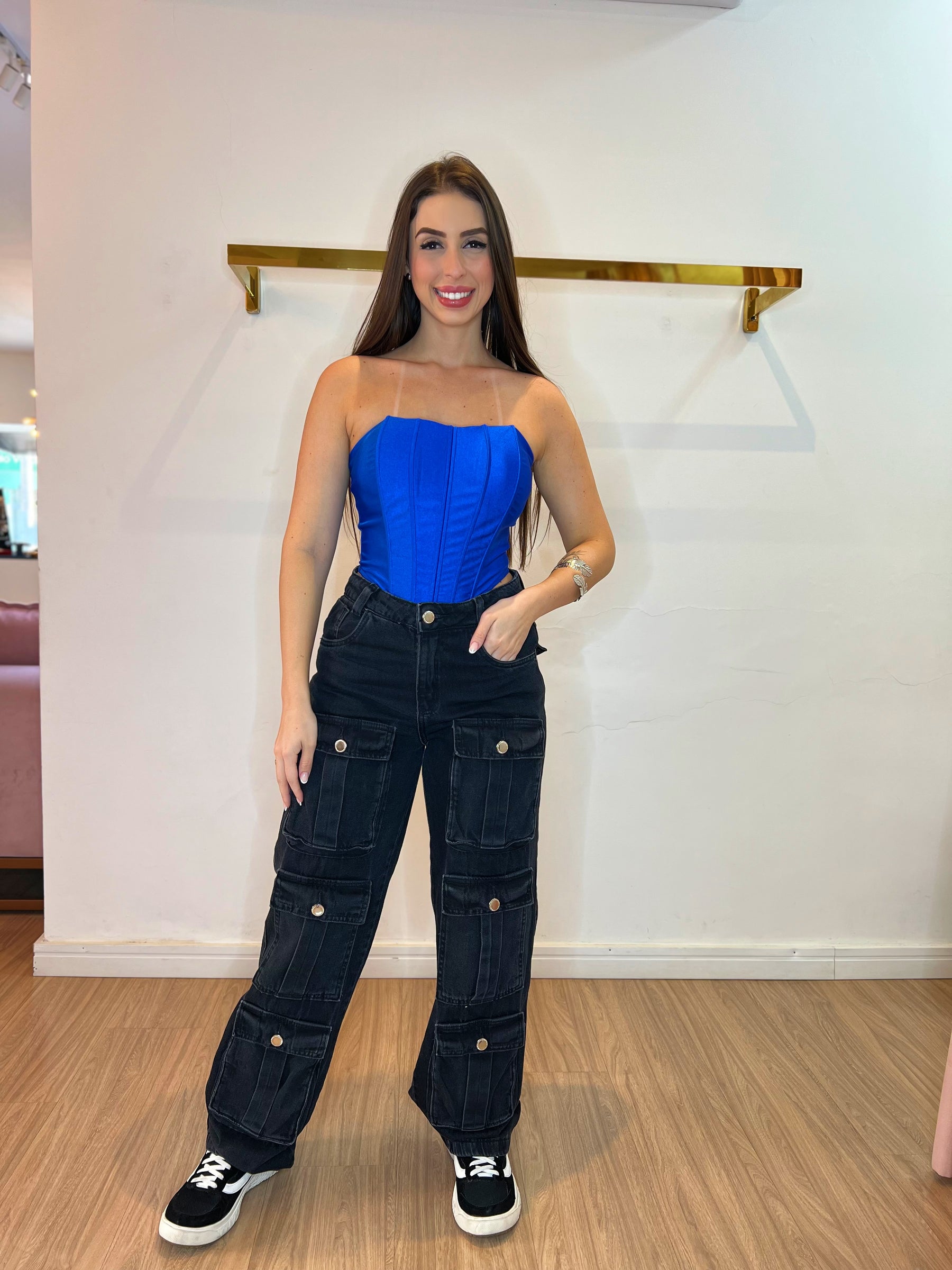 Cropped corset acetinado