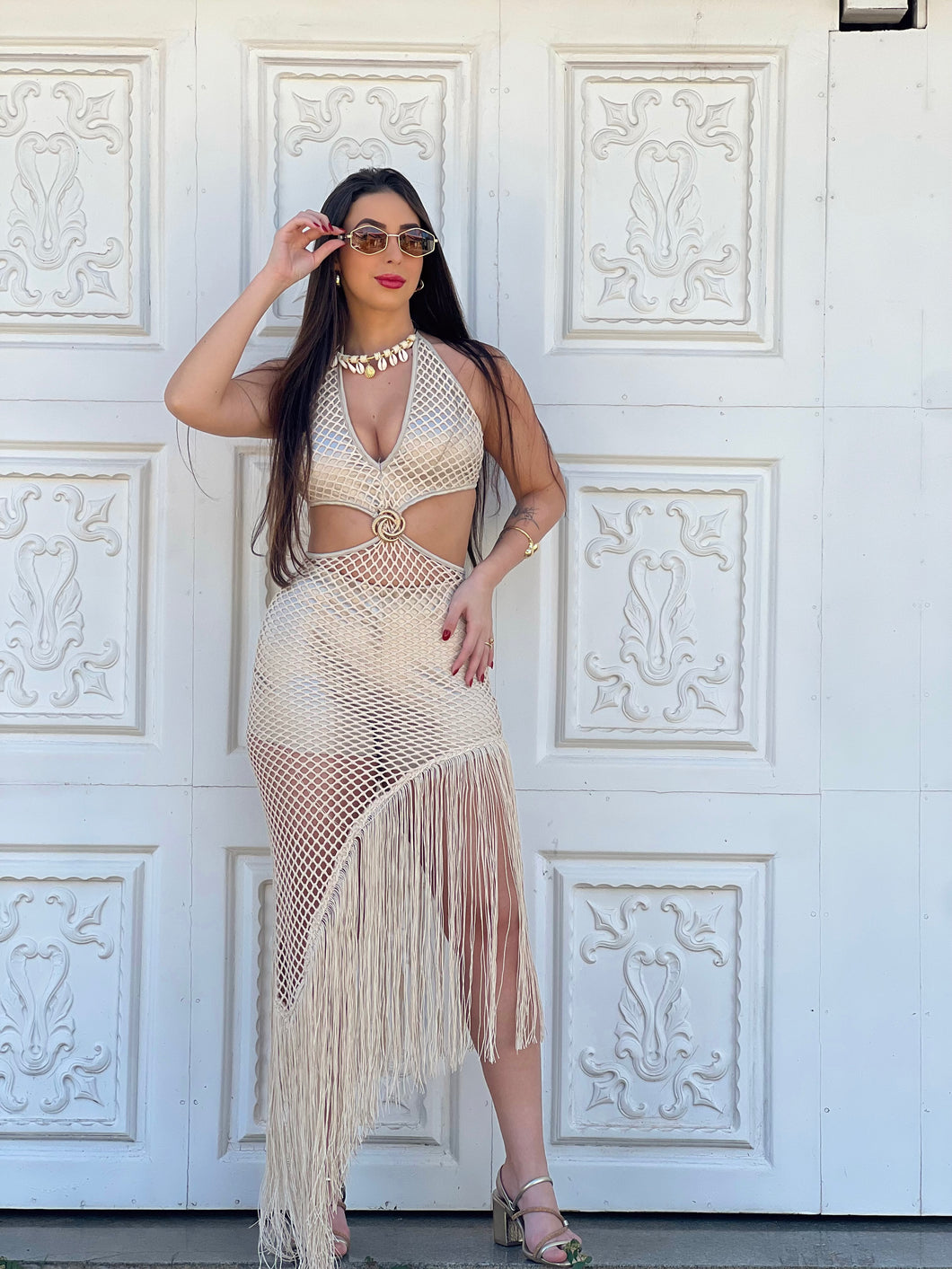 Vestido luxo franjas