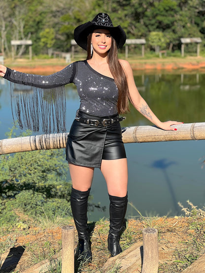 Body strass com franja