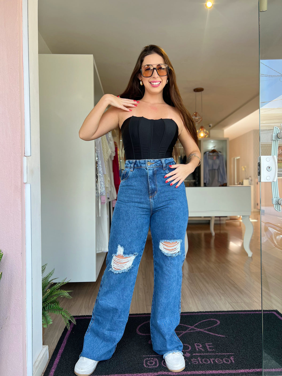 Calça jeans wide leg