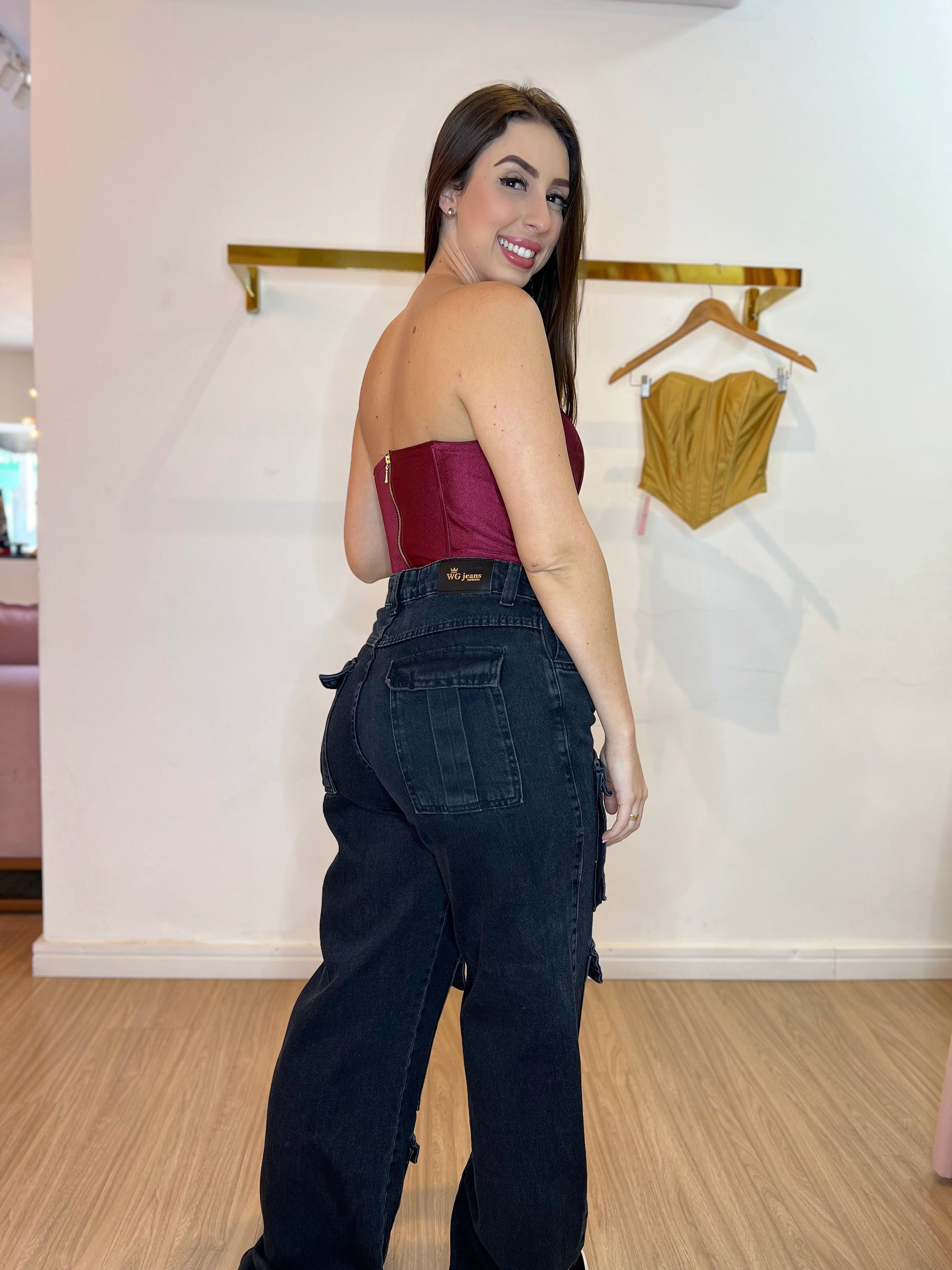 Cropped corset acetinado