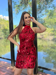 Vestido paetê vermelho