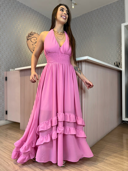 Vestido longo tule elegante