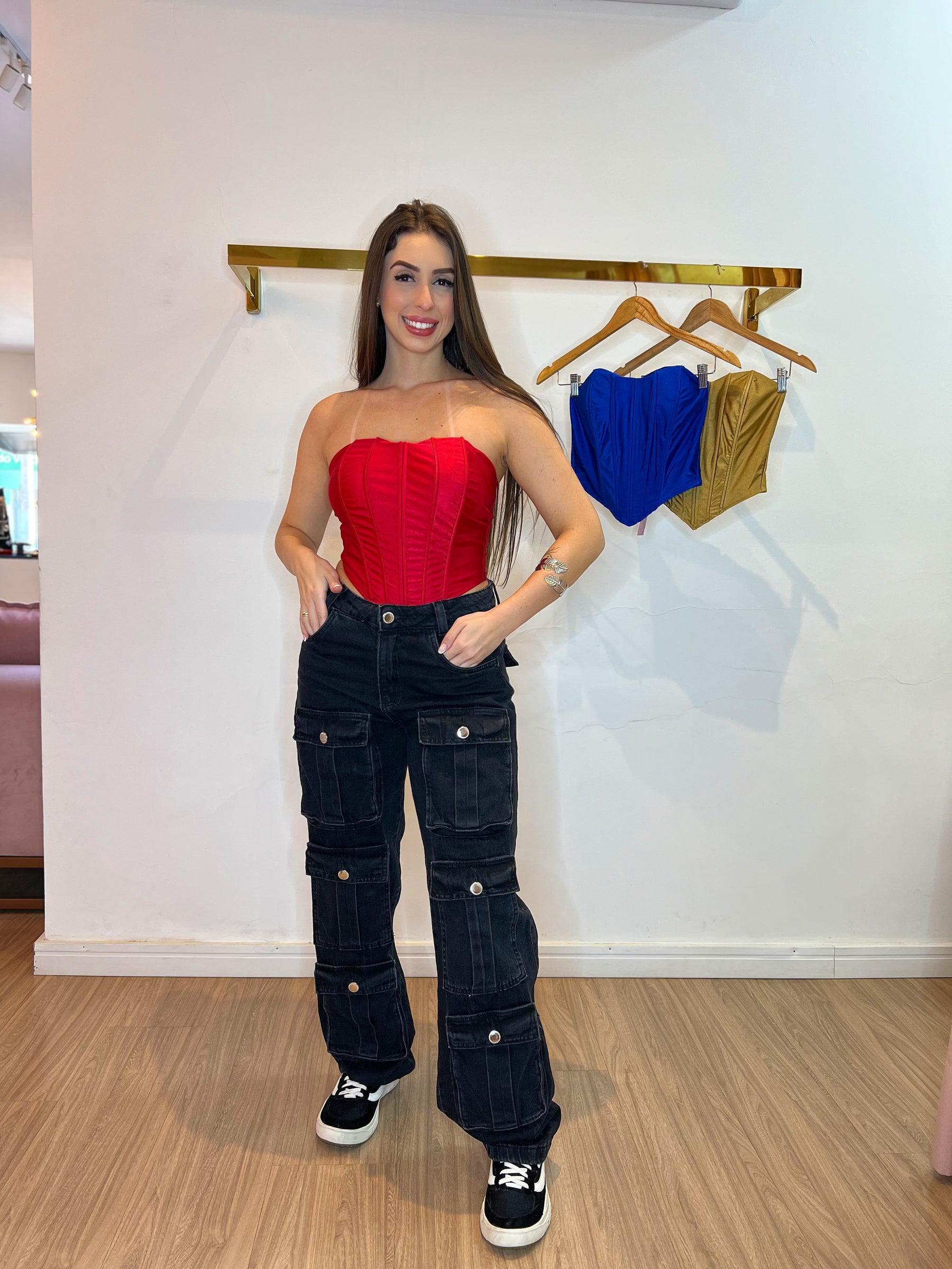 Cropped corset acetinado