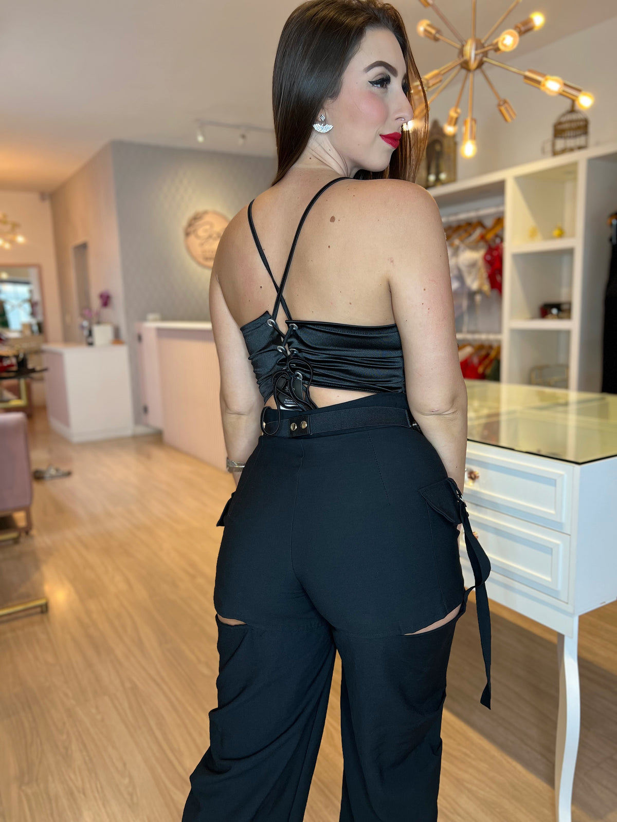 Cropped corset acetinado