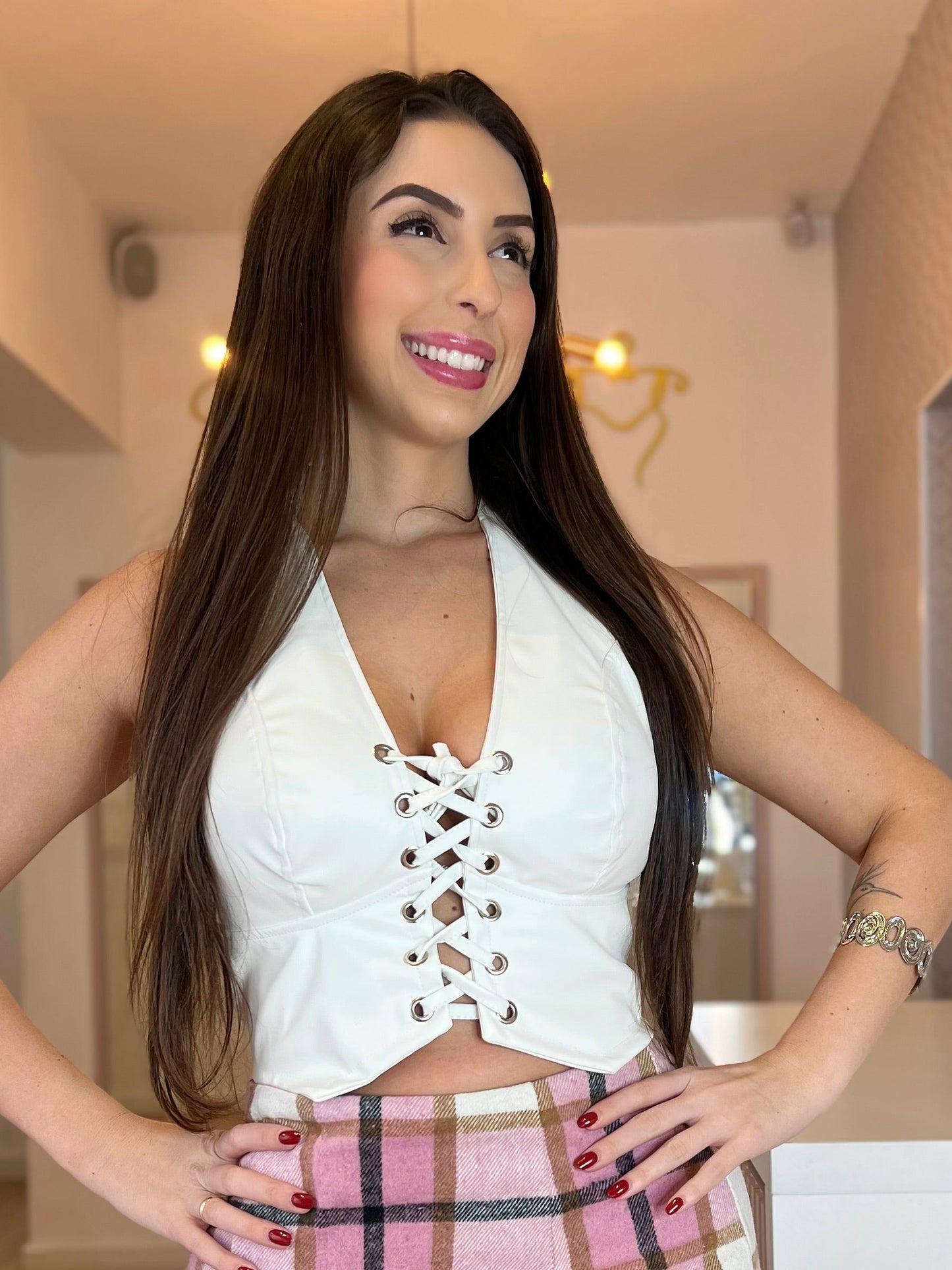 Corset couro branco