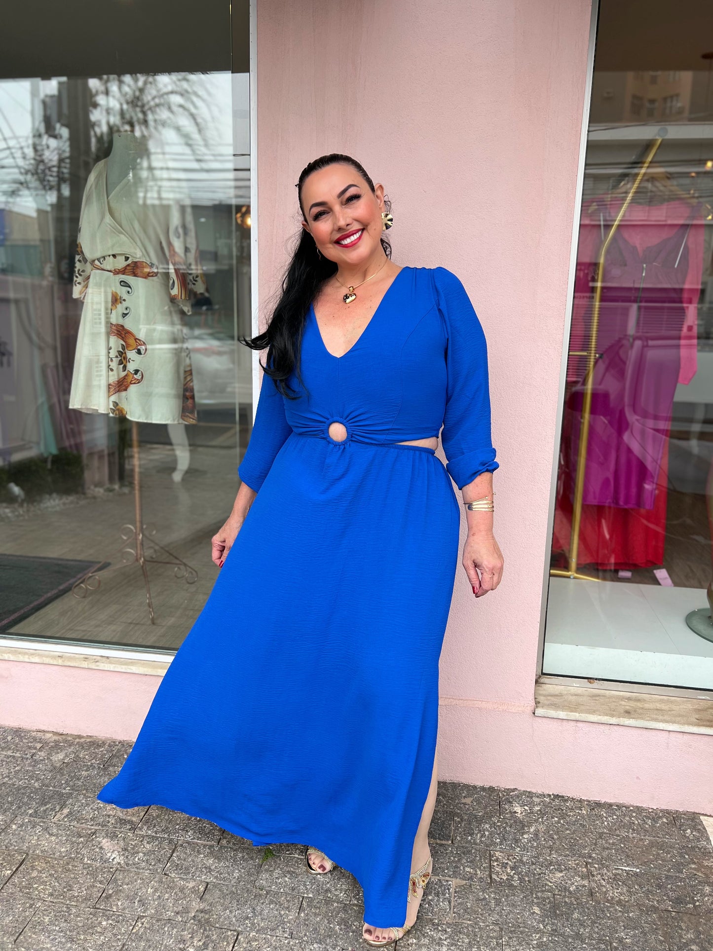 Vestido longo azul
