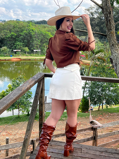 Camisa cropped marrom