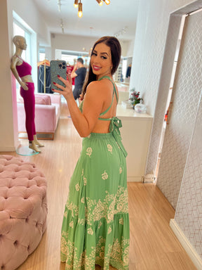 Vestido longo bordado