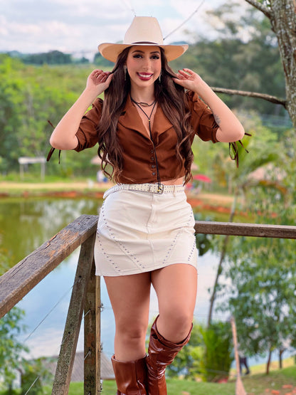 Camisa cropped marrom
