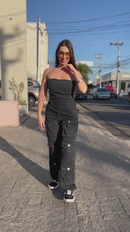 Calça jeans cargo
