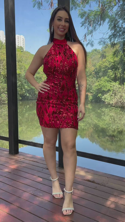Vestido paetê vermelho